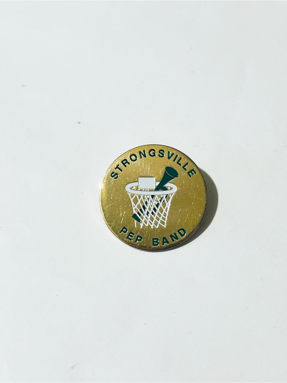 Strongsville Pep Band Gold Lapel Pin - Green and White